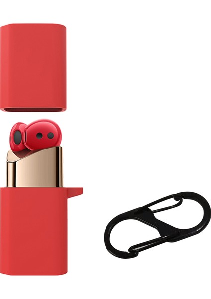 Huawei Freebuds Lipstick Şok Geçirmez Kulaklık Kılıfı - Kırmızı (Yurt Dışından)