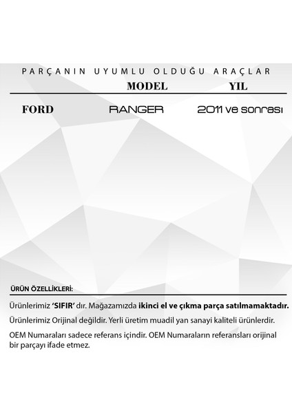 Ford Ranger Için Sol Cam Kriko Motoru fiyatları