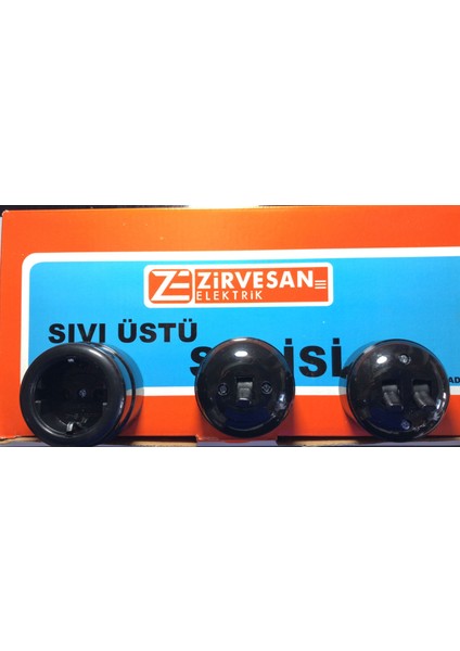 Sıva Üstü Klasik Anahtar Priz Siyah Renk Tekli Anahtar
