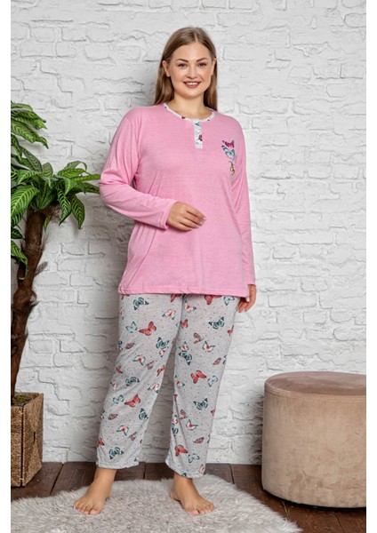 Büyük Beden Rotasyon Baskılı Pijama Takımı