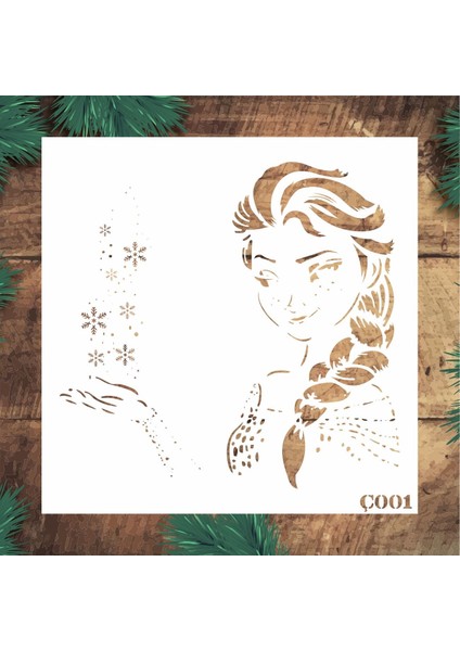 Ç001 Elsa - Dekoratif Duvar, Eşya, Fayans,kumaş Boyama Şablonları 30x30cm