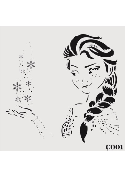 Ç001 Elsa - Dekoratif Duvar, Eşya, Fayans,kumaş Boyama Şablonları 30x30cm fiyatları
