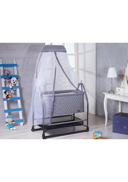 Roma Anne Yanı Sepet Beşik Tekerlekli Sabitlemeli Cibinlikli Katlanır Portatif Sepet Beşik