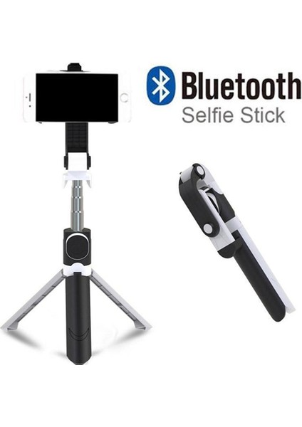 Else Nippon Siyah-Beyaz Bluetooth Kumandalı Selfie Çubuğu-Tripod Vlog Telefon Tutucu