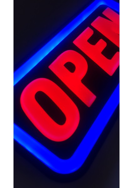 'open' Işıklı Özel Tabela - LED ile Neon Görünümlü Tabela (25X12CM) fırsatları