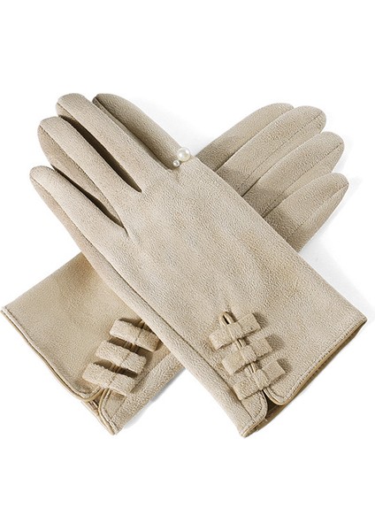 Eldivenler Sonbahar ve Kış Kadın Ince Yay Inci Parmaksız Sıcak ve Kadife Şık Sürüş Için Ekrana Dokunabilir (Yurt Dışından) fırsatları