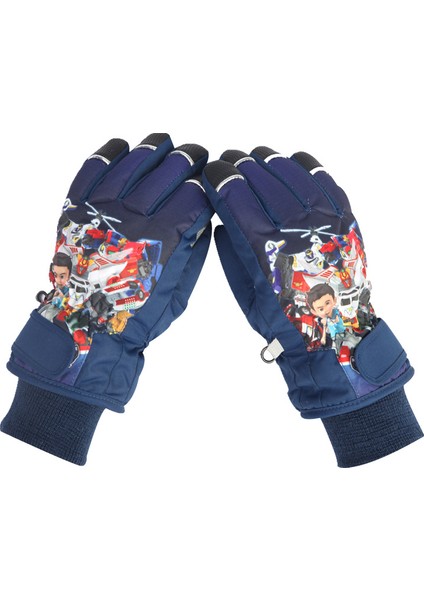 Çocuk Eldivenleri Ilkokul Öğrenci Bisiklet Pamuk Su Geçirmez Sıcak Çocuk Kayak Kar Karikatür Eldiven Oynamak (Yurt Dışından)