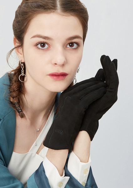 Eldivenler Sonbahar ve Kış Kadın Sıcak Sürüş Sevimli Soyut Nakış Dokunmatik Ekran Artı Kadife Rüzgar Geçirmez Eldiven (Yurt Dışından) modelleri