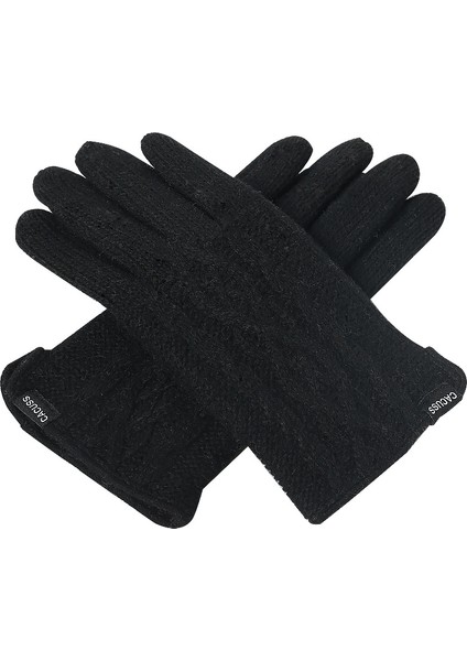 Yün Eldivenler Sonbahar ve Kış Kadınlar Eldivenleri Sıcak Yün Örme Kadife Dokunmatik Ekran Sıcak Sürüş Eldivenleri (Yurt Dışından)