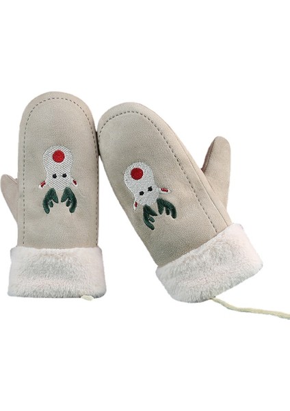 Eldivenler Kış Kadın Kadife Sevimli Bisiklet Kalınlaşmış Öğrenci Askılı Boyun Sıcak Eldiven (Yurt Dışından)