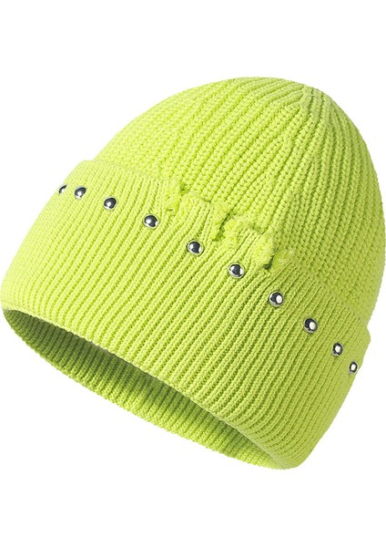 Erkek ve Dişi Örme Şapka Gelgit Serin Kişilik Perçin Delik Yün Şapka Pamuk Rahat Şapka (Yurt Dışından)