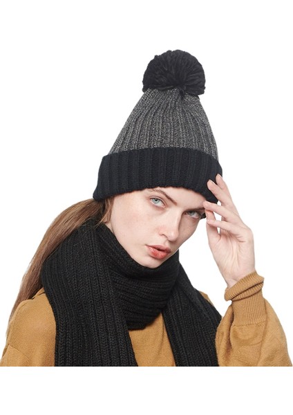 Yünlü Şapka Kadın Kürk Top Kadın Sonbahar ve Kış Yeni Rahat Moda Sıcak Kazak Şapka (Yurt Dışından)