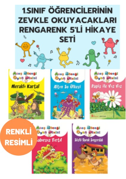 1.sınıfa Giden Öğrenciler Için Rengarenk 5'li Hikaye Kitabı Seti