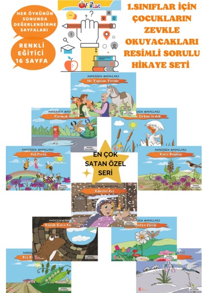 1.sınıflar Için Okumayı Sevdiren ve Okuma Alışkanlığı Kazandıran Eğlenceli 10'lu Kitap Seti