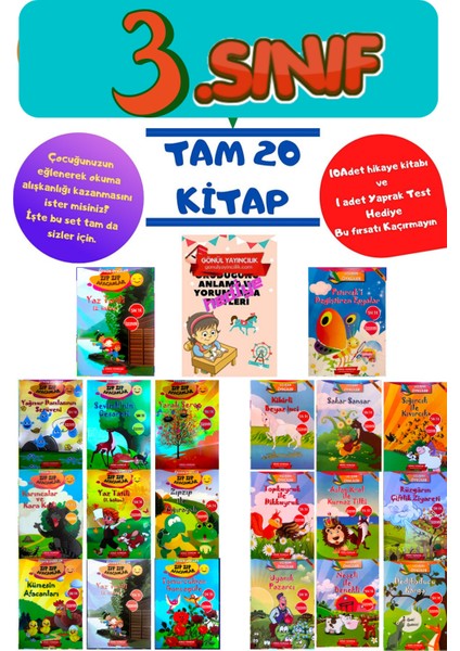 3.sınıflar Için Okumayı Sevdiren ve Okuma Alışkanlığı Kazandıran Eğlenceli 10'lu Kitap Seti Evony