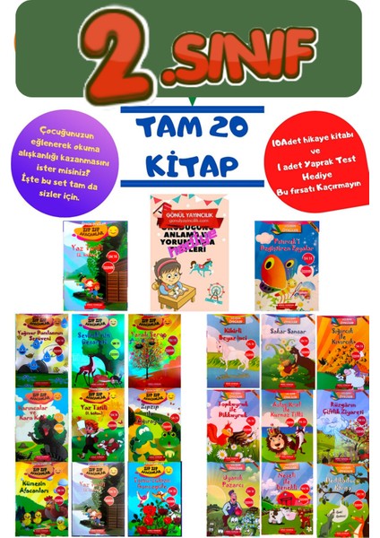 3.sınıflar Için Okumayı Sevdiren ve Okuma Alışkanlığı Kazandıran Eğlenceli 20'li Kitap Seti Evony