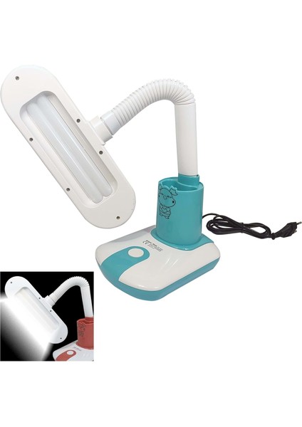 ST-7821 Kitap Okuma Çocuk Masa Lambası Kalemlik Turkuaz 26 LED 220V
