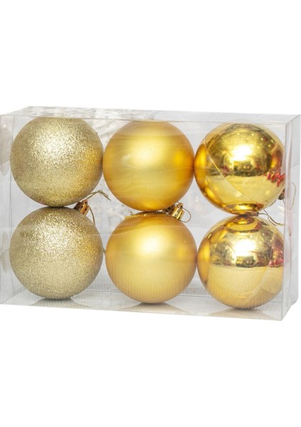 Funworld Yılbaşı Yeni Yıl Süsü Çam Ağacı Süs Top 10 cm 6'lı Altın