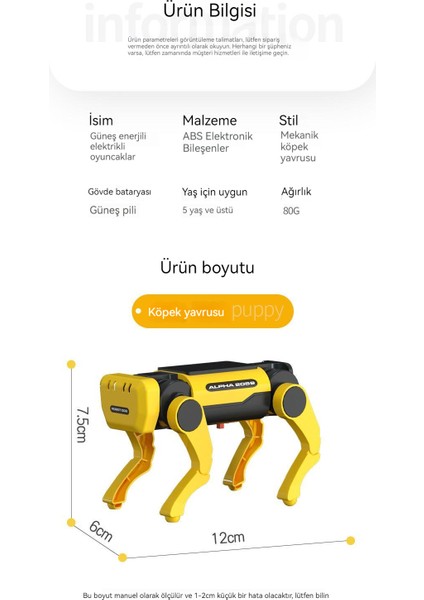 Youpin Güneş Elektrikli Makine Köpek Inek Çocuk Eğitim Montaj Teknolojisi Yapboz Oyuncak Biyonik Akıllı Robot Köpek Oyuncak (Yurt Dışından)