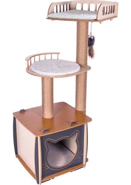 Katlı Kedi Tırmalama Oyun Evi - Kedi Tırmalaması Gri fiyatları