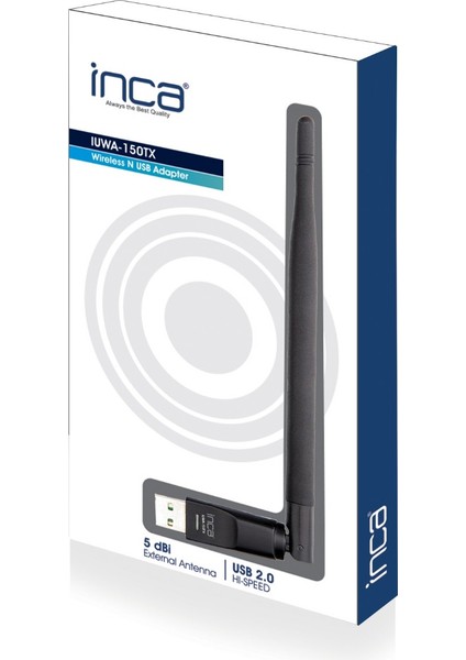 INCA IUWA-150TX 150 MBPS 11N HARİCİ 5DPİ ANTEN WİRELESS ADAPTÖR 1 KM MENZİLLİ