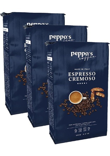 Peppos Espresso Cremoso Filtre Kahve 250 Gr*3 Adet