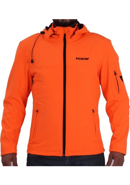Ceket Jaws Kapşonlu Soft Shell Motosiklet Montu Turuncu - Xl