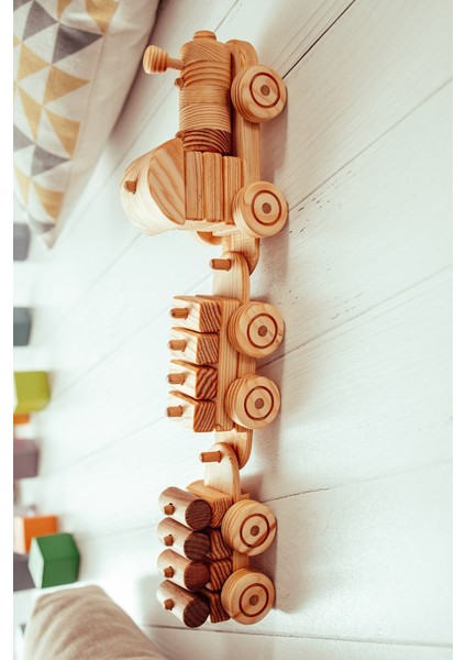 Ahşap Tren Geometrik Şekilli Bul Tak Parçalı Puzzle Tren Eğitici Çocuk Oyuncağı