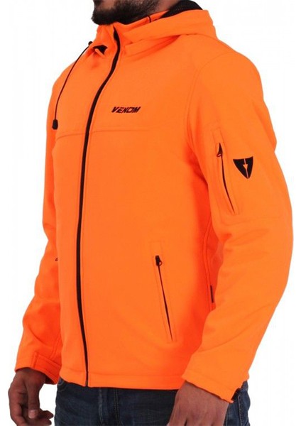 Ceket Jaws Kapşonlu Soft Shell Motosiklet Montu Turuncu - Xl
