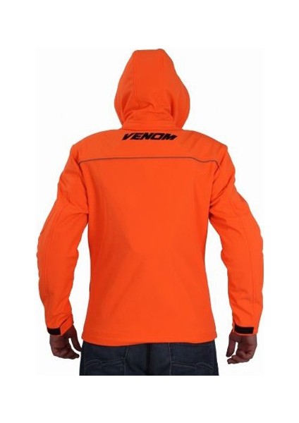Ceket Jaws Kapşonlu Soft Shell Motosiklet Montu Turuncu - Xl
