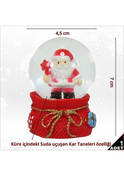 Su Içinde Uçuşan Kar Taneli, 7cm x 4,5cm Kar Küresi - 1 Adet