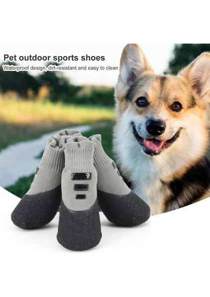 4 Adet Pet Ayakkabı Su Geçirmez Kaymaz Iyi Esneklik Pet Köpek Sneakers (Yurt Dışından)