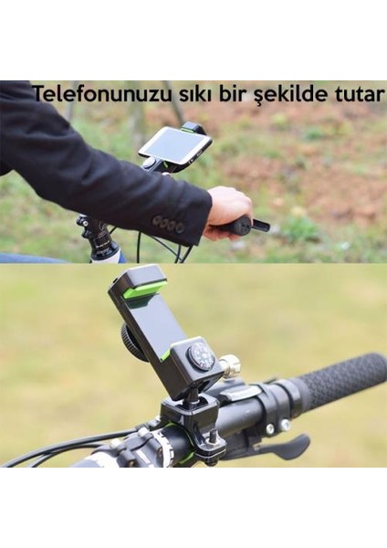 Bisiklet, Scooter Gidon Uyumlu Pusulalı Telefon Tutucu, 4-6 Inch Boyut Esnek Telefon Tutucu