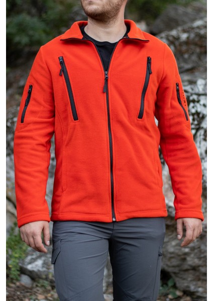 Huğlu Outdoor 6 Cepli Turuncu Polar Hırka