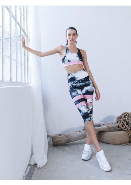 Ekstra Yüksek Bel Desenli Kapri Tayt fiyatları