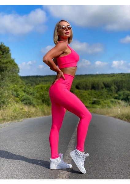 Kadın Neon Pembe Toparlayıcı Tayt