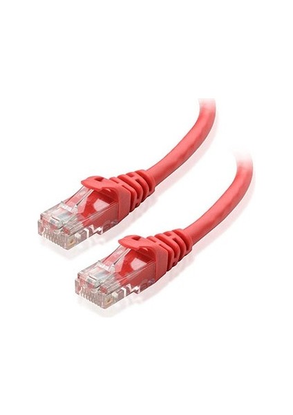 Cat6 Ethernet Internet Lan Network Patch Kablo - Fabrikasyon - Kırmızı - 1 Metre