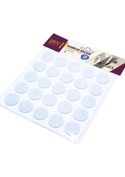 Yapışkanlı Sandalye Koltuk Mobilya Ayak Keçesi Zemin Koruyucu Keçe Yuvarlak (25 Adet / 26 Mm.)