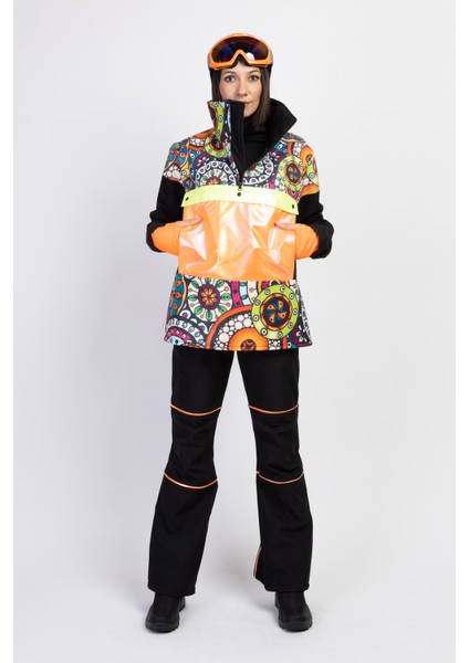 Sd Desenli Siyah Kadın Snowboard Takım