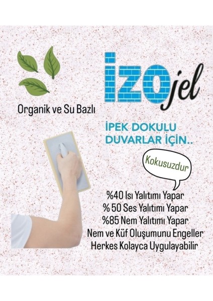 Izojel Organik Ipek Sıva - Izo-040 -Dekoratif Yalıtım Sıvası - Ses & Isı & Nem Yalıtımı fırsatları