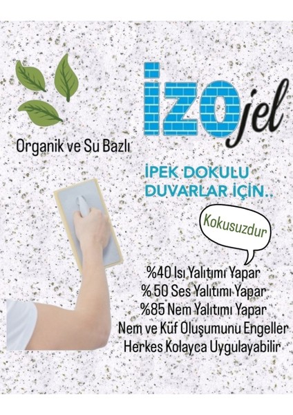Izojel Organik Ipek Sıva - Izo-044 -Dekoratif Yalıtım Sıvası - Ses & Isı & Nem Yalıtımı