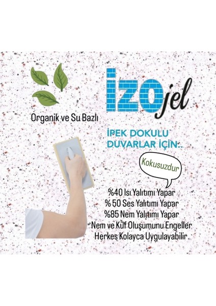 Izojel Organik Ipek Sıva - Izo-051 -Dekoratif Yalıtım Sıvası - Ses & Isı & Nem Yalıtımı