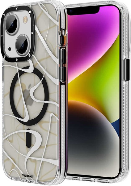 Apple iPhone 14 Kılıf Magsafe Şarj Özellikli Youngkit Water-Ink Serisi Kapak
