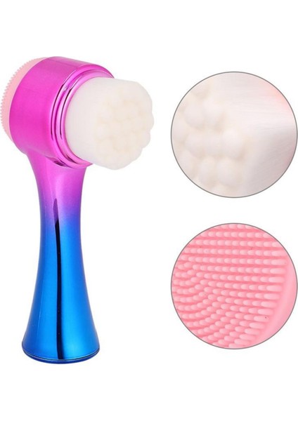 Buffer® Çift İşlevli Renkli Cilt Yüz Temizleme Fırçası Peeling Masaj Etkili Gözenek Temizleyici Alet
