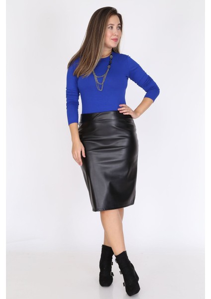 Suni Deri Büyük Beden Etek 23E-0794 fiyatları