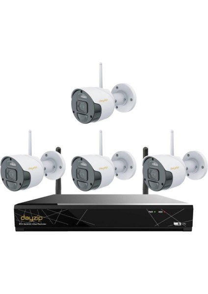 Cenova Dayzip Dz 7408W Kit Sesli Ip 4 Kameralı Set 8'li Cihaz
