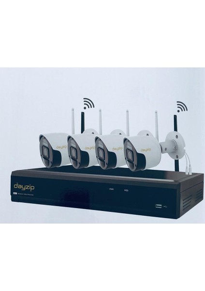 Cenova Dayzip Dz 7408W Kit Sesli Ip 4 Kameralı Set 8'li Cihaz