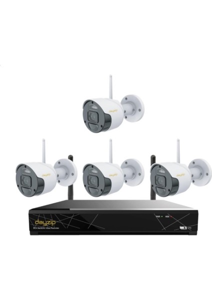 Cenova Dayzip Dz 7408W Kit Sesli Ip 4 Kameralı Set 8'li Cihaz