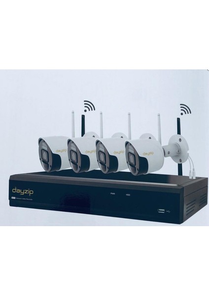 Cenova Dayzip Dz 7408W Kit Sesli Ip 4 Kameralı Set 8'li Cihaz