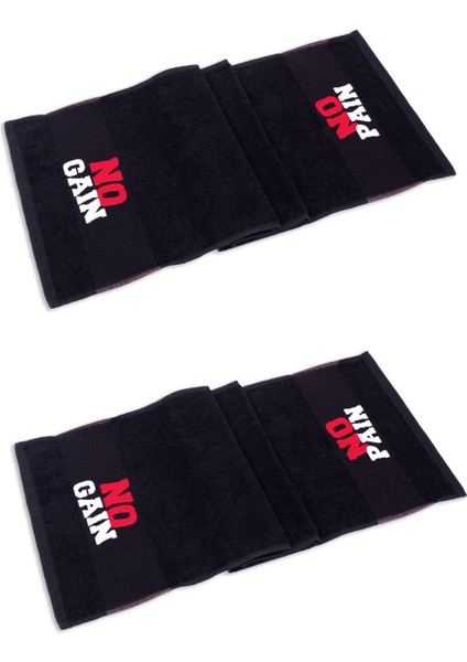 Vevien Home No Pain No Gain 30X100 cm %100 Pamuklu 2'li Spor Havlusu Fitness Gym Golf Boks Tenis Havlusu